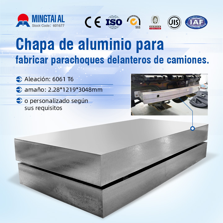 Láminas de aluminio Mingtai para producir parachoques delanteros de camiones